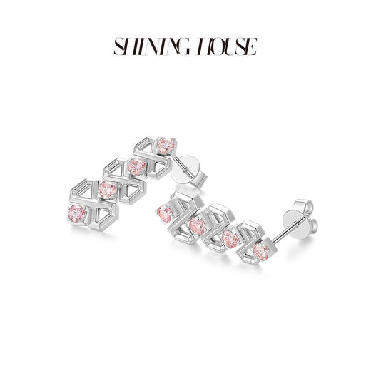 lucky·永恒之环系列ShiningHouse[培育]18k金钻石耳饰 粉钻 圆钻形人工真钻人造钻石K金耳饰可调节时尚钻石耳饰耳环耳钉悦己送礼臻选【此商品不支持7天无理由退货退款】预计3日发货 商品图1