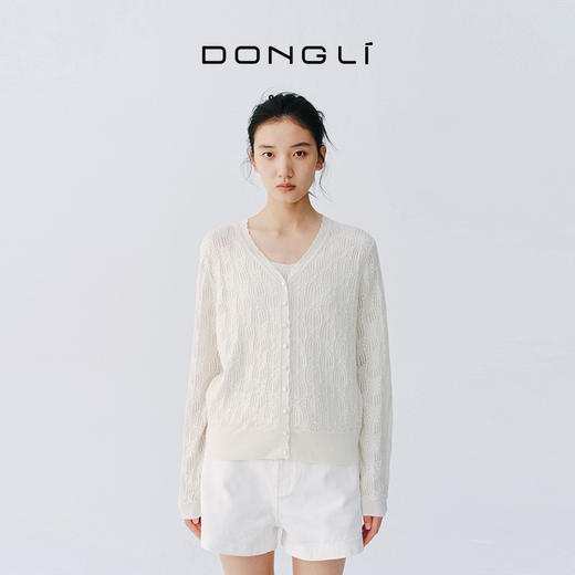 东黎 • 万物复苏 珍珠吊兰 山羊绒女士挑孔时尚开衫 6042 商品图1