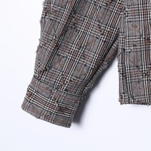 SDSA男装2026新款高贵轻奢简约时尚菱形格纹拼接连帽衬衫百搭时尚 商品图3