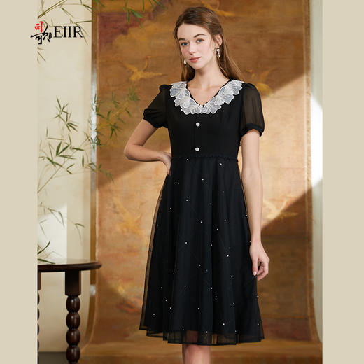 司歌假两件蕾丝绣花连衣裙弹力短袖A911212X 商品图1