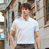 亚麻蚕丝珠地棉男女同款短袖翻领polo衫  XYD-5401 商品缩略图5