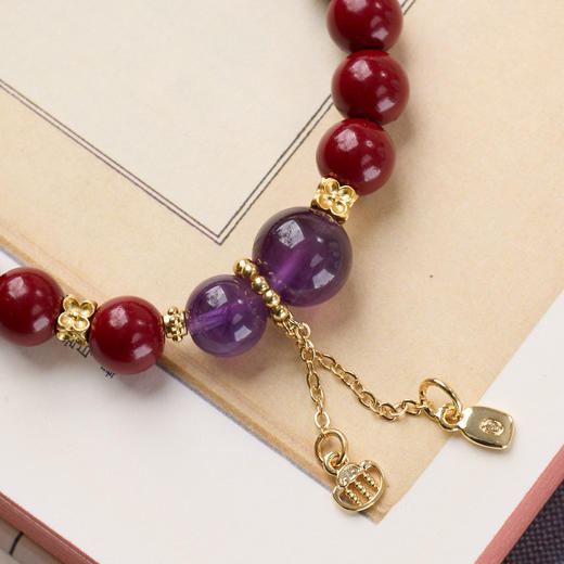 【吉葫·紫金砂手串】紫金砂红玛瑙手链串珠女高级感文玩佛珠朱砂手饰手串 商品图7