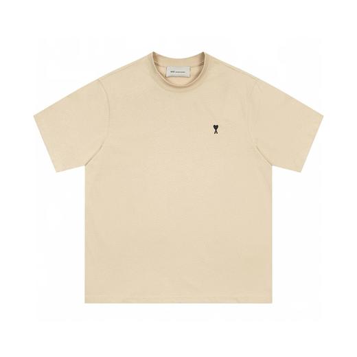 F0304116黑色小爱心刺绣圆领日常百搭双纱面料情侣短袖T恤 商品图7