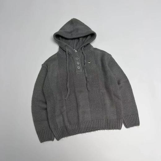 F030426套头连帽针织纽扣帽衫情侣男女同款针织柔软百搭毛衣 商品图9