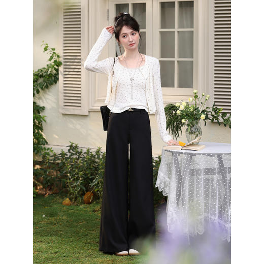 鹿向南「花间小憩」杏色长袖碎花针织衫春季新款时尚小开衫上衣女 商品图1