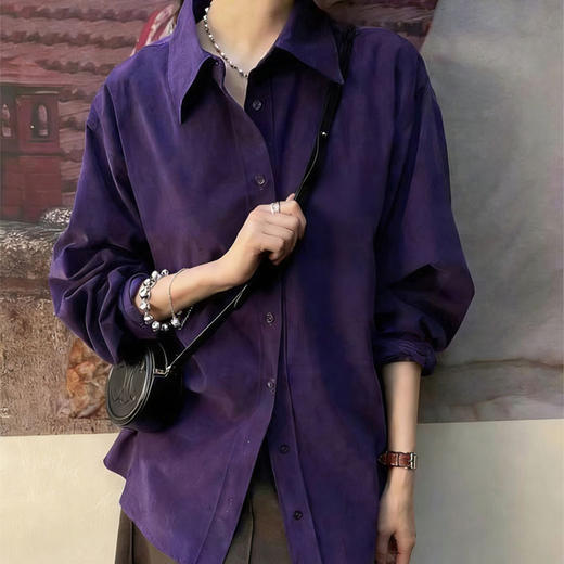 【99特惠】葡萄紫灯芯绒全棉衬衫，全棉灯芯绒，手感柔和厚实。显白、高级、百搭，2个尺码，80-140斤都能穿【3-7天发货，周末顺延】【G】 商品图7