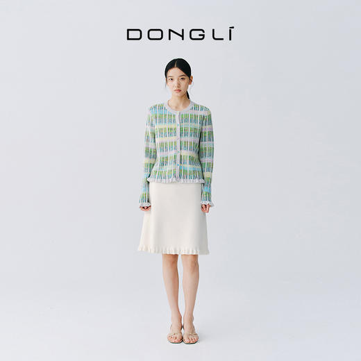 东黎 • 万物复苏 白桦林 山羊绒女士圆领彩条开衫 6040 商品图2