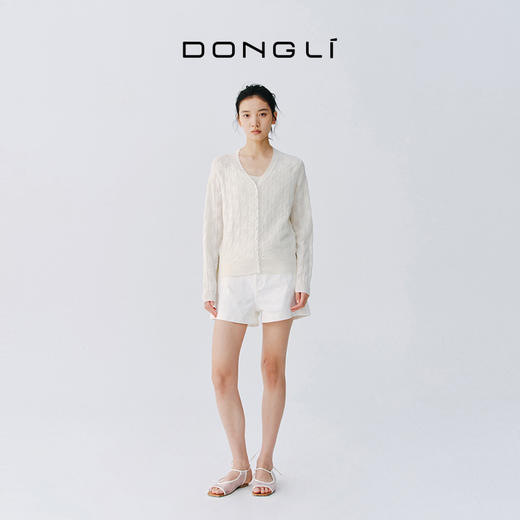 东黎 • 万物复苏 珍珠吊兰 山羊绒女士挑孔时尚开衫 6042 商品图2