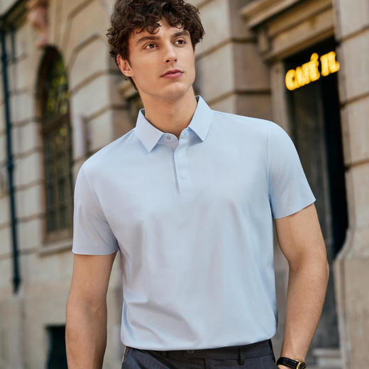 100支无痕高支棉纱液氨棉翻领男女同款夏季短袖上衣  XYD-5951 商品图0