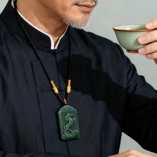 珠御在殿·新疆玉石吊坠 ，新疆和田玉/新疆金丝玉 玉质细腻 油润饱满  温润透亮【G】 商品图9