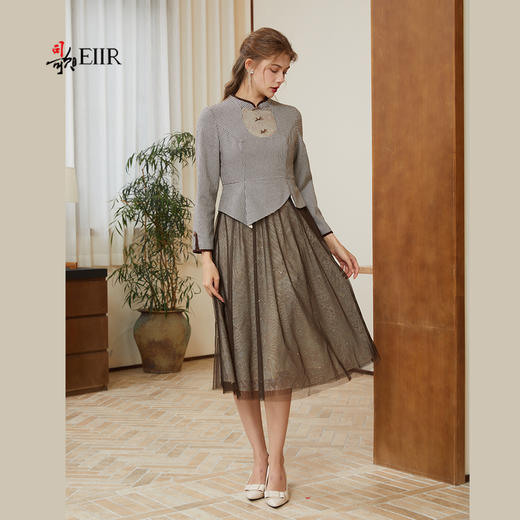 司歌国风改良旗袍连衣裙复古收腰长袖A921213X 商品图4