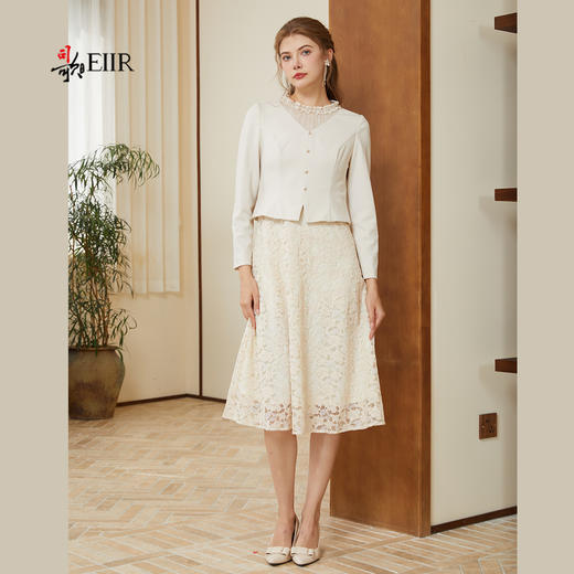 司歌假两件蕾丝长袖连衣裙收腰春秋A921134X 商品图4