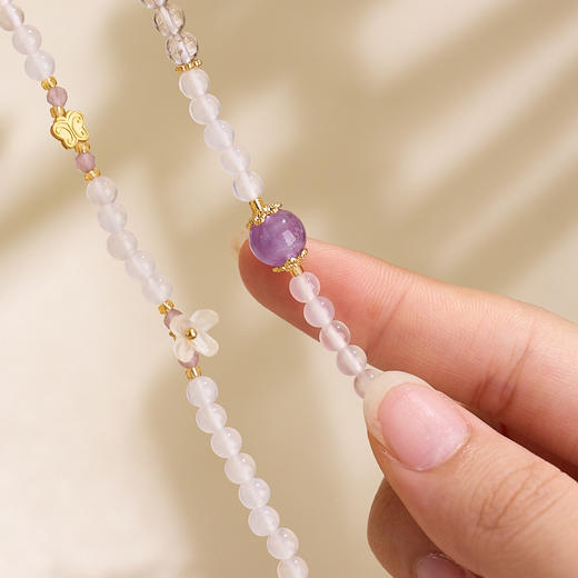 【妙音·紫琉璃莲花手串】敦煌福泽紫水晶白玛瑙梵钟手链串珠女轻奢高级感文玩佛珠手串 商品图2