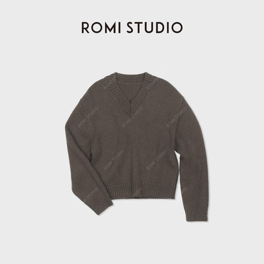 ROMI STUDIO“优雅过冬” 绵羊毛混纺腔调穿搭V领针织毛衣 23AWM318 商品图3
