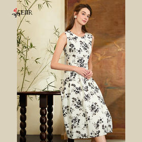 司歌水墨花无袖背心收腰连衣裙A911278X