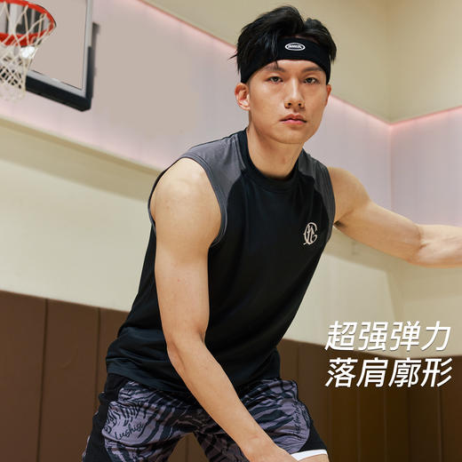 录士LUSHISI水音主题篮球运动健身休闲tee无袖投篮服速干跑步背心 商品图4