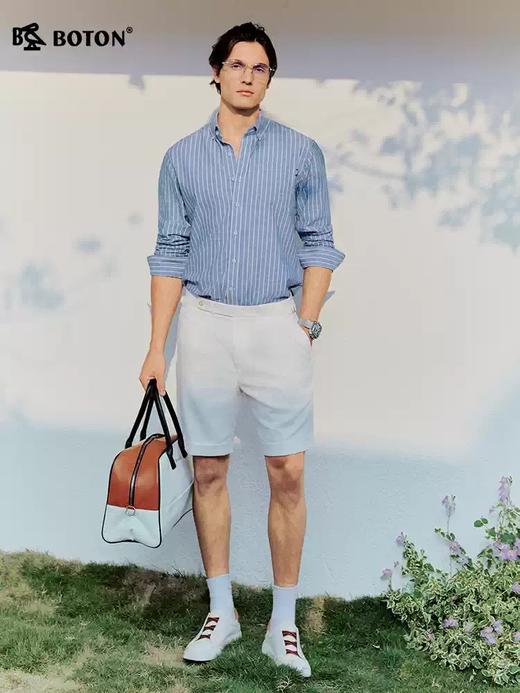 波顿男士春秋季条纹长袖衬衫｜透气清爽，翻领利落通勤休闲皆宜MS172126 商品图2