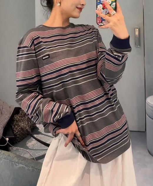 女款条纹长袖T恤hu017 商品图1