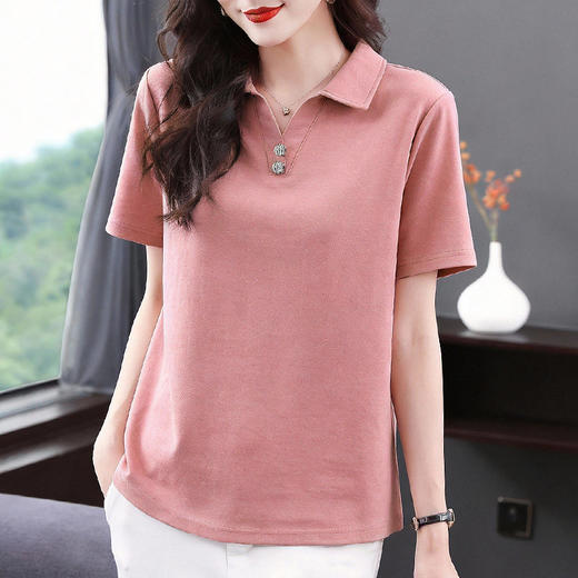 2026新款爆款短袖t恤正肩胖mm大码女装polo衫宽松翻领女士上衣夏 商品图1