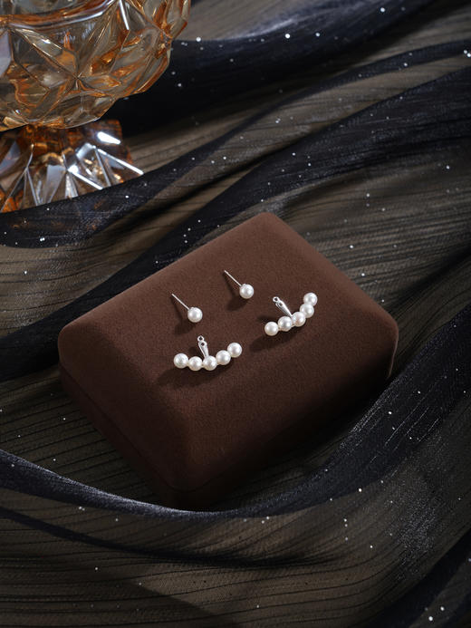 子佩集【月神洛里】银S925珍珠惜王妃耳钉【MLEH039】一字排珠2602 商品图4