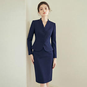 IWY/藏青色西装套裙女高级感商务通勤职业装正装售楼部工作服WCS312