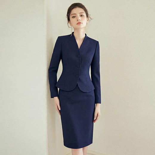 IWY/藏青色西装套裙女高级感商务通勤职业装正装售楼部工作服WCS312 商品图0
