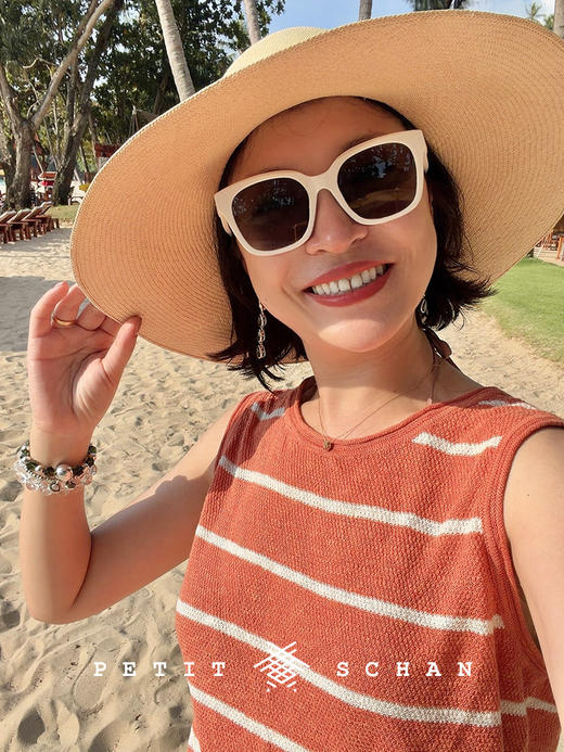 PETIT SCHAN小闪 CLO#093 little summer 小夏天 亚麻棉绢丝条纹针织背心 商品图2