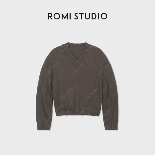 ROMI STUDIO“优雅过冬” 绵羊毛混纺腔调穿搭V领针织毛衣 23AWM318 商品图2