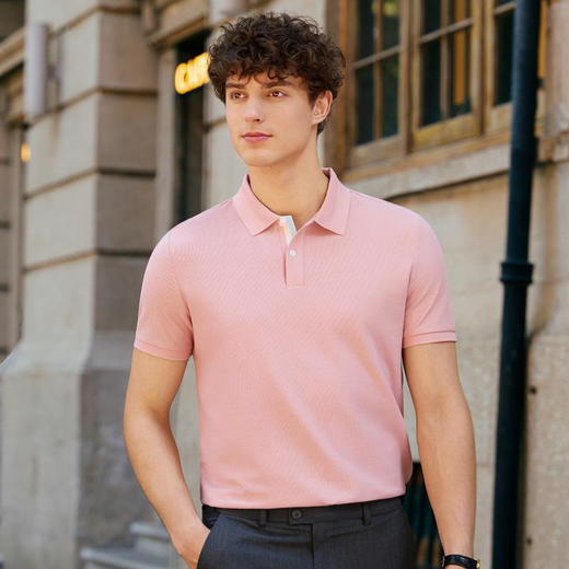 亚麻蚕丝珠地棉男女同款短袖翻领polo衫  XYD-5401 商品图2