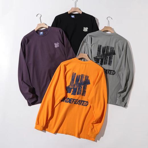 F030484五道杠水洗做旧撞色双Logo印花厚款打底长袖T恤 商品图2