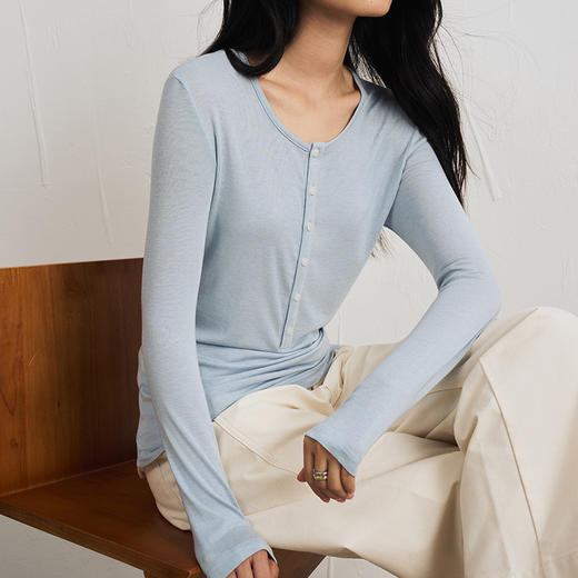 【被问麻了！两位数就能买到的羊毛打底衫】羊毛天丝醋酸完美结合 修身款式 拉伸腰线 商品图2