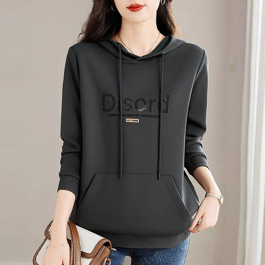 灰色连帽卫衣女春春装2026新款大码宽松显瘦休闲减龄上衣带帽外套 商品图0