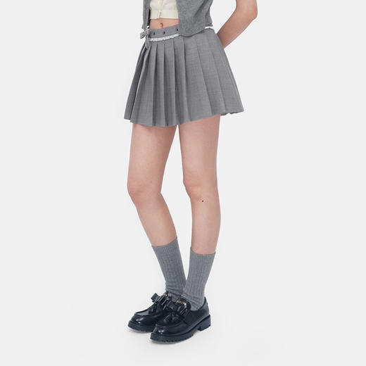 HERLIAN 2026年春季新品百可拆卸蝴蝶结百褶裙女士A字短裙 商品图1