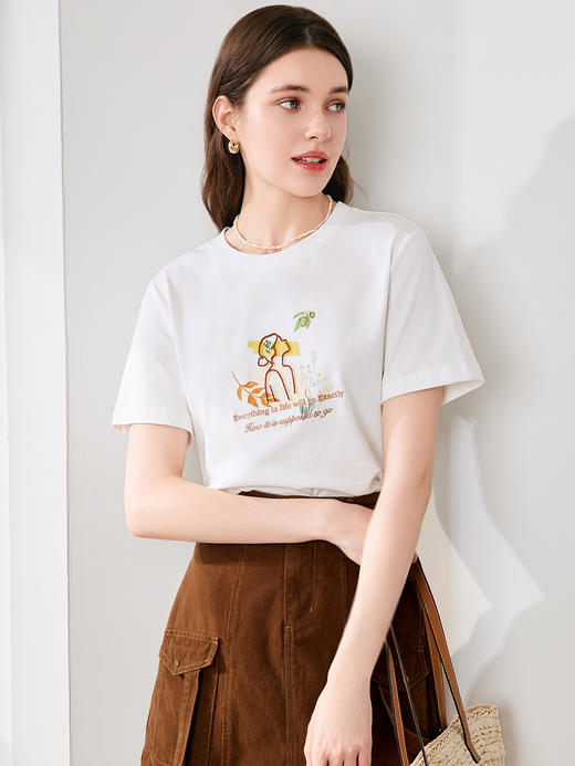 【百图lulu定制】【风禾日丽T恤】立体毛巾刺绣  女生 图案  气质短袖T恤 商品图0