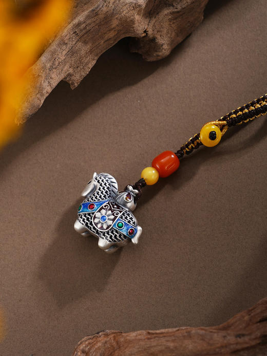 子佩集【鸿运福马】银S999钥匙扣【BJ0001683-1】小摆件花丝珐琅彩黑马2602 商品图9