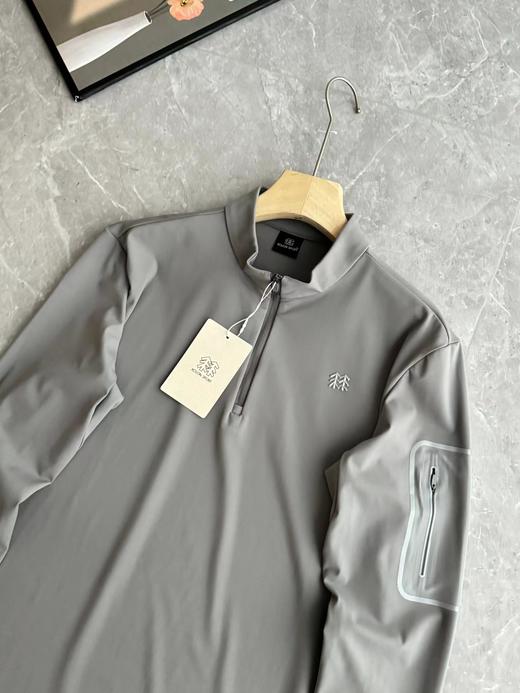 F030468春日常通勤户外休闲衣吸湿排汗男士弹力半拉链长袖T恤 商品图6