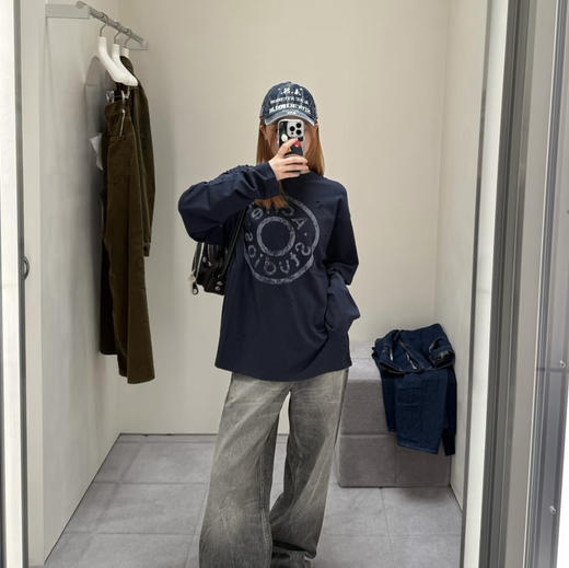 原单ACNE徽章破洞假两件长袖T恤 商品图4