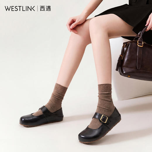 【限时秒杀】西遇复古玛丽珍鞋女2026春季新款内增高浅口单鞋软底两穿小皮鞋子V0166227 商品图1