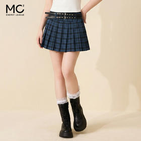 女装高腰双腰带格纹百褶裙-S6363Q2231202