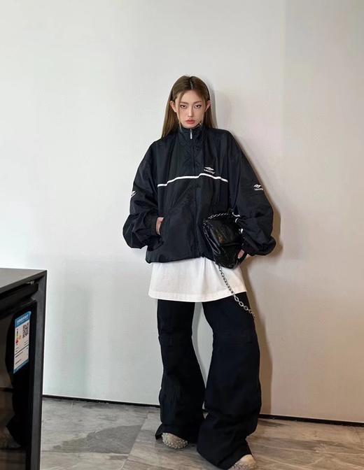 F0304125男女日常通勤白条拼接OS超宽松廓型设计冲锋衣夹克外套 商品图7