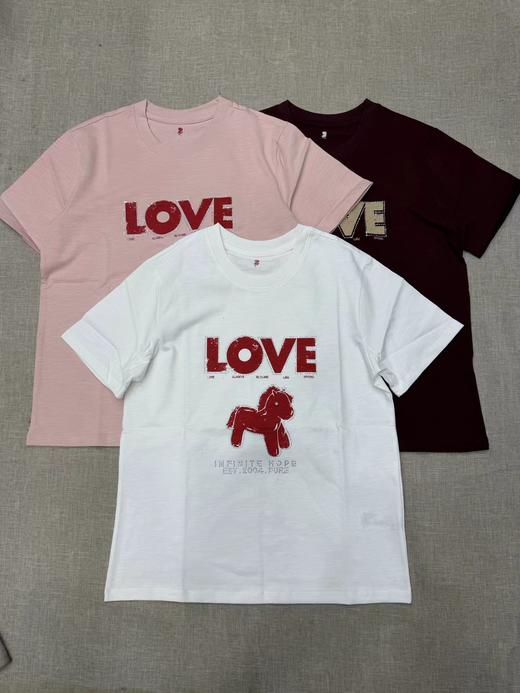 F030490短袖T恤2026春夏季新品马年系列烫钻印花竹节棉质圆领T 商品图0