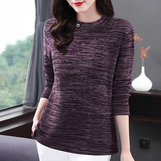 女士大码打底衫女春秋季2026年新款内搭宽松长袖t恤洋气妈妈上衣 商品图2