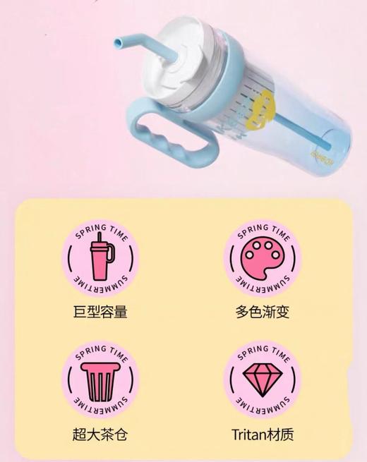 F030475巨无霸吸管高颜值奶芙蓝大容量茶水分离杯吸管水杯 商品图10