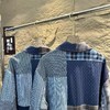 F030412走秀款双面穿刺绣小马帆布格纹拼接翻领拉链牛仔丹宁外套 商品缩略图7