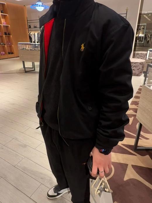 F0304113纯色刺绣Logo拉链哈林顿夹克男款黑色老钱风老干部外套 商品图3