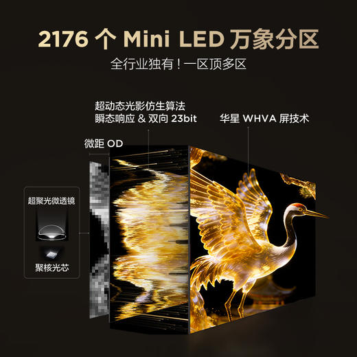 【FFALCON雷鸟】75鹤7 PRO 26款 75英寸 极景QD-MiniLED 蝶翼华曜屏 万象分区 平板电视机75R79A Pro 商品图4
