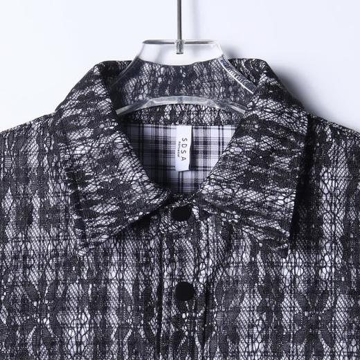 26CS37SDSA男士秋冬新款痞帅男装时尚简约撞色花卉长袖衬衫百搭休闲衬衣 商品图5