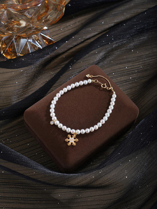 子佩集【凛冬雪女】银S925珍珠惜王妃手链【MLSL015】镀金雪花2602 商品图4