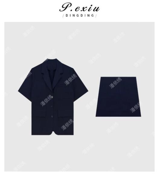 03-2潘依绣丁丁宠粉夏季新款显白麻料西装短袖半身裙套装W9860 商品图0