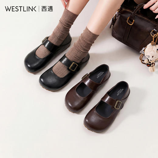 【限时秒杀】西遇复古玛丽珍鞋女2026春季新款内增高浅口单鞋软底两穿小皮鞋子V0166227 商品图0